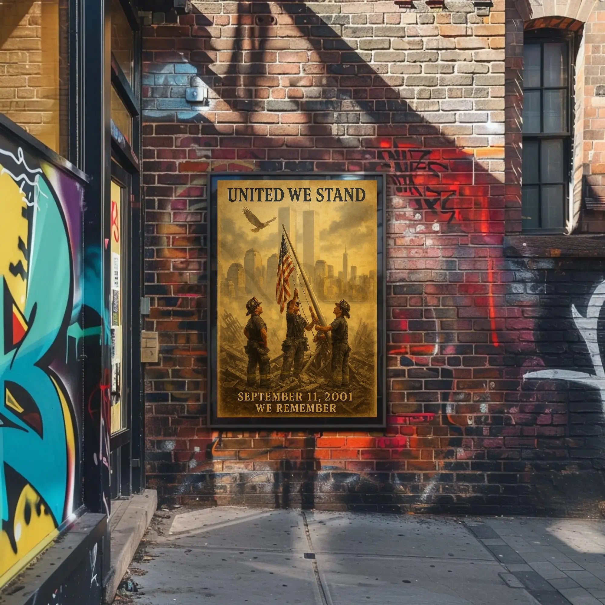 United We Stand Heroic Remembrance Historical Poster PosterGoat