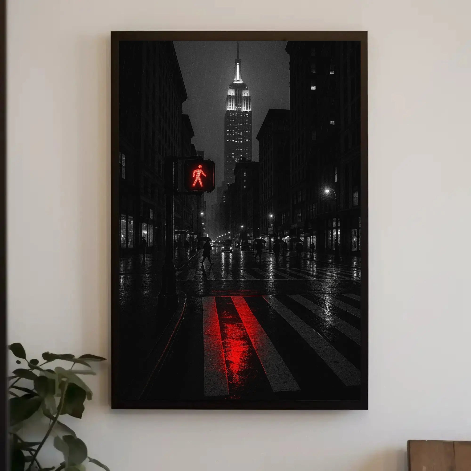 Urban Drama in Rainy Cityscape Artistic Poster PosterGoat