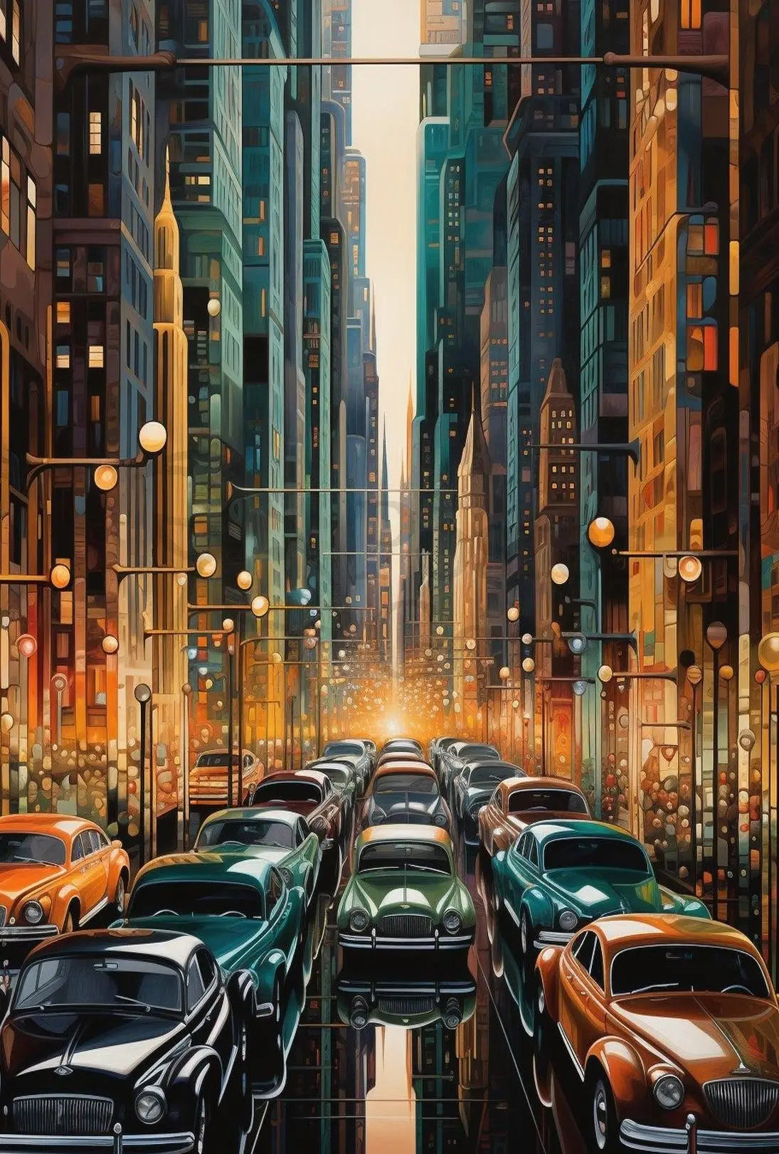 Urban Mid-Century Metropolis Dream Artistic Poster PosterGoat