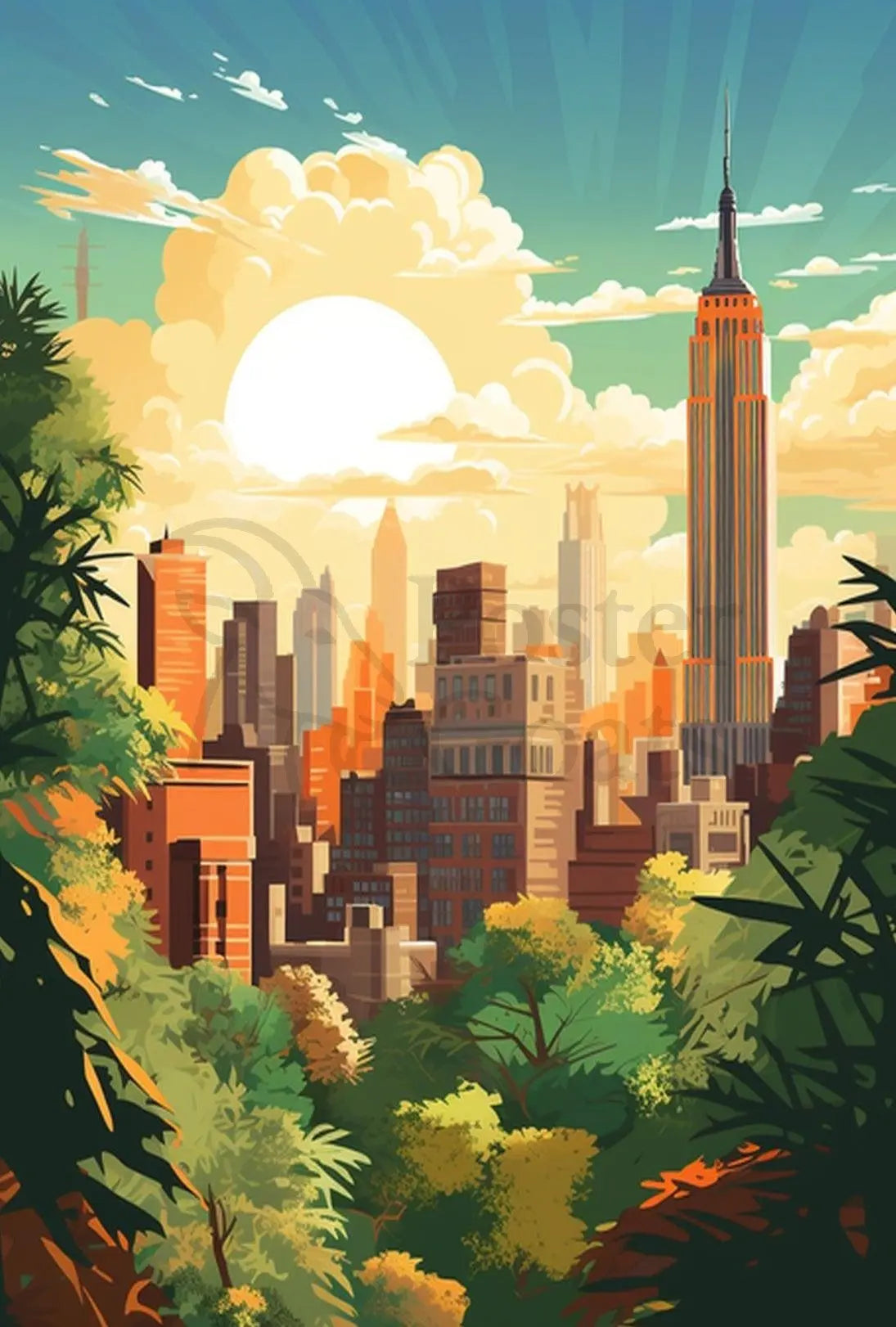 Urban Nature Fusion Retro Travel Poster PosterGoat