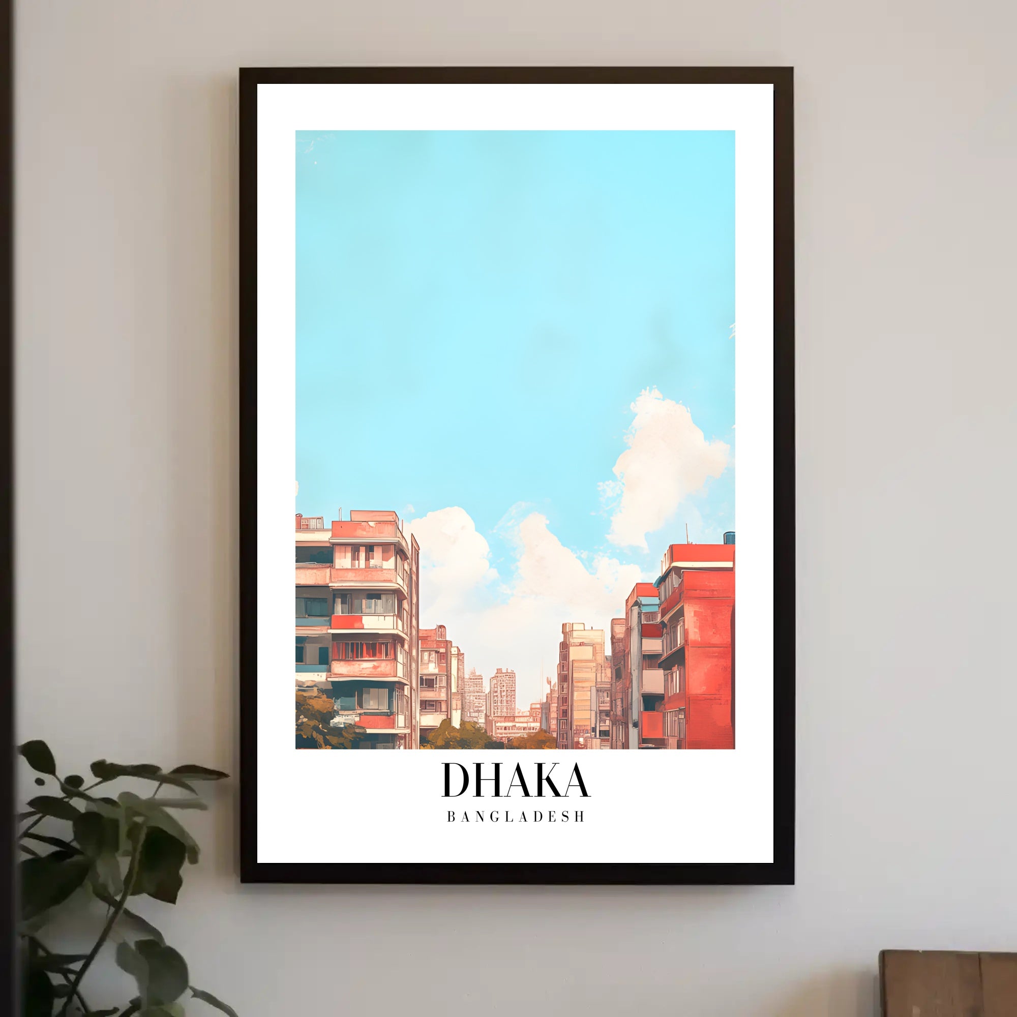 Urban Scene: Dhaka Cityscape Illustrative Poster PosterGoat