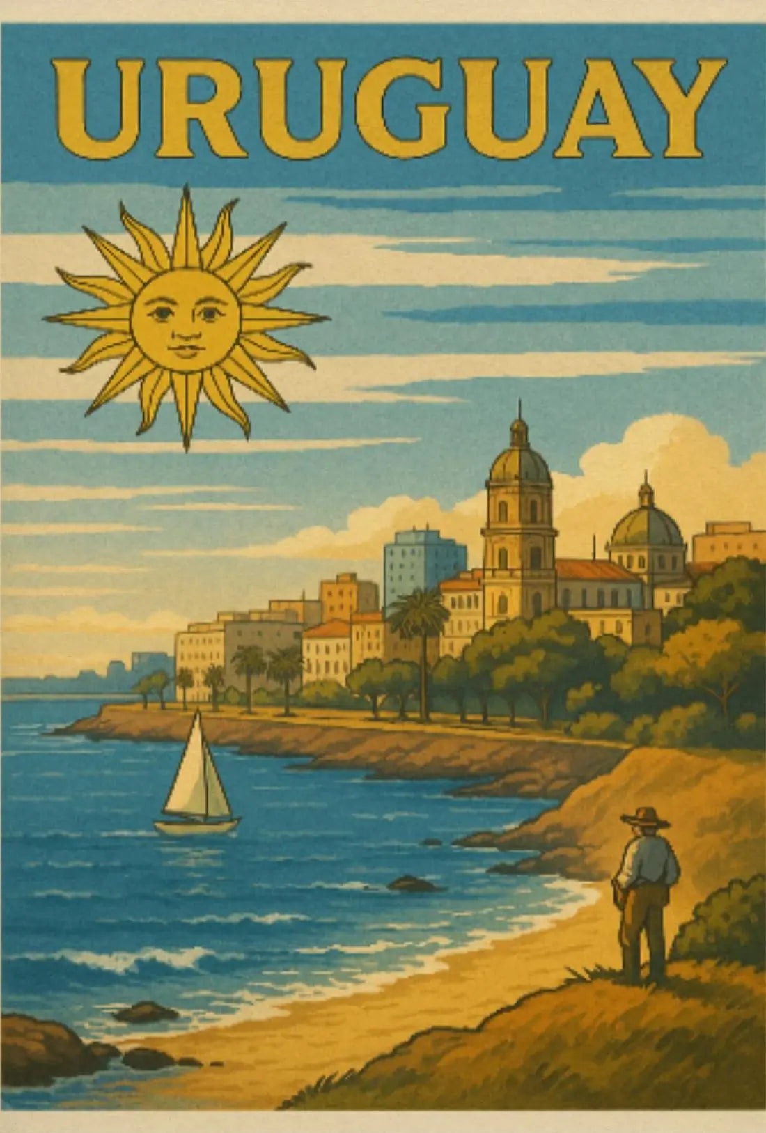 Uruguay Coastal Scene Vintage Travel Poster PosterGoat