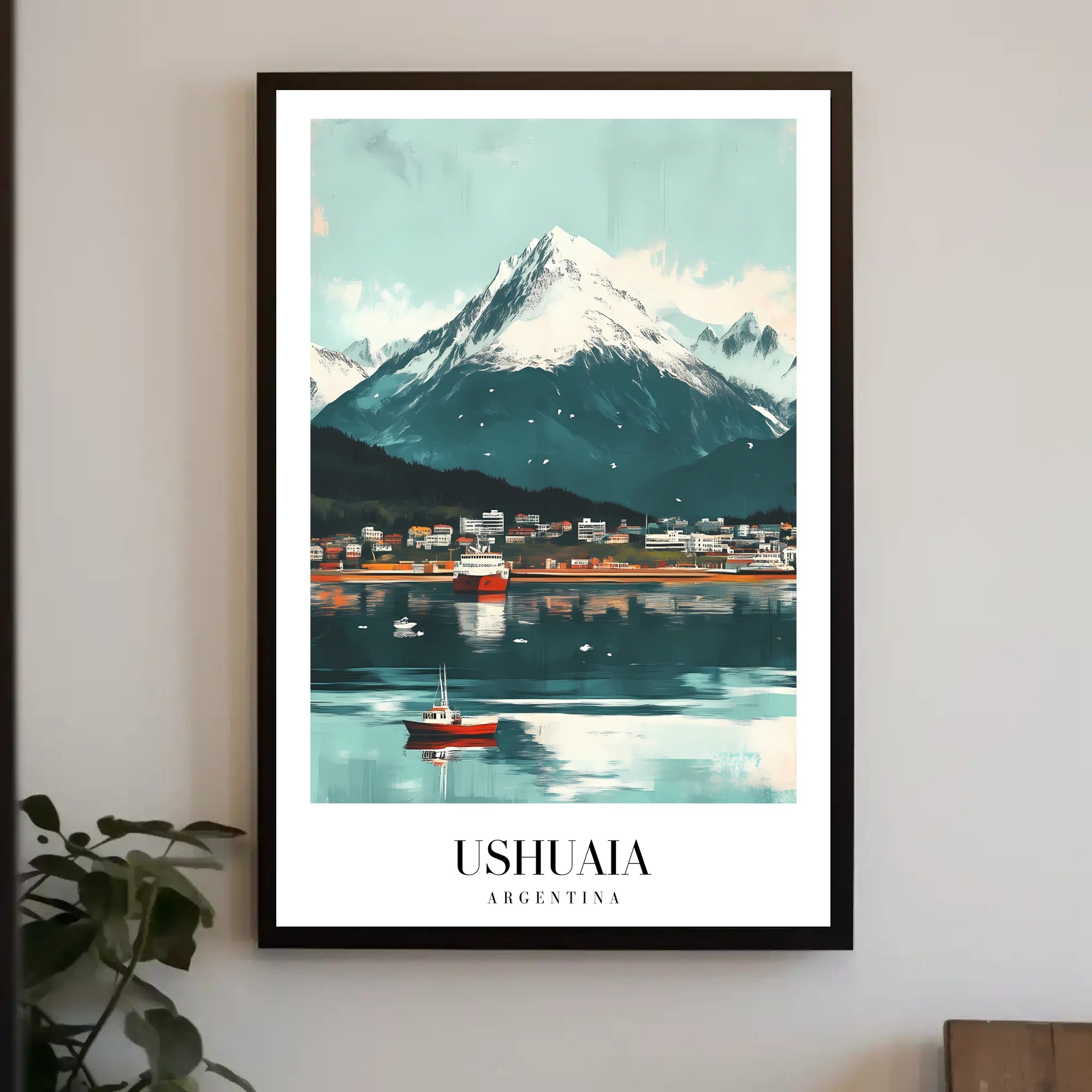 Ushuaia Scenic Travel Poster with Majestic Mountain View PosterGoat