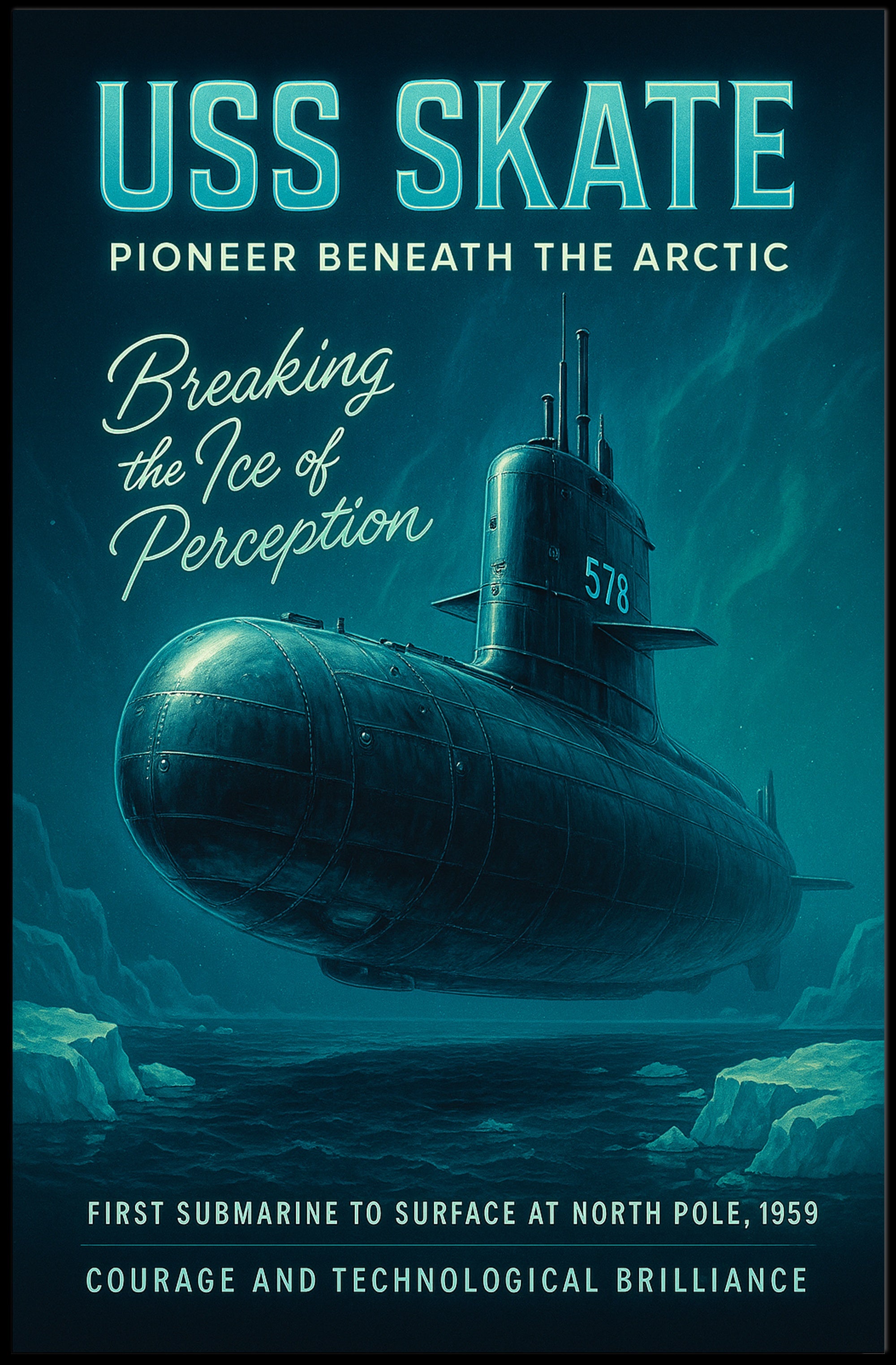 Uss Skate Pioneer Beneath The Arctic Poster PosterGoat
