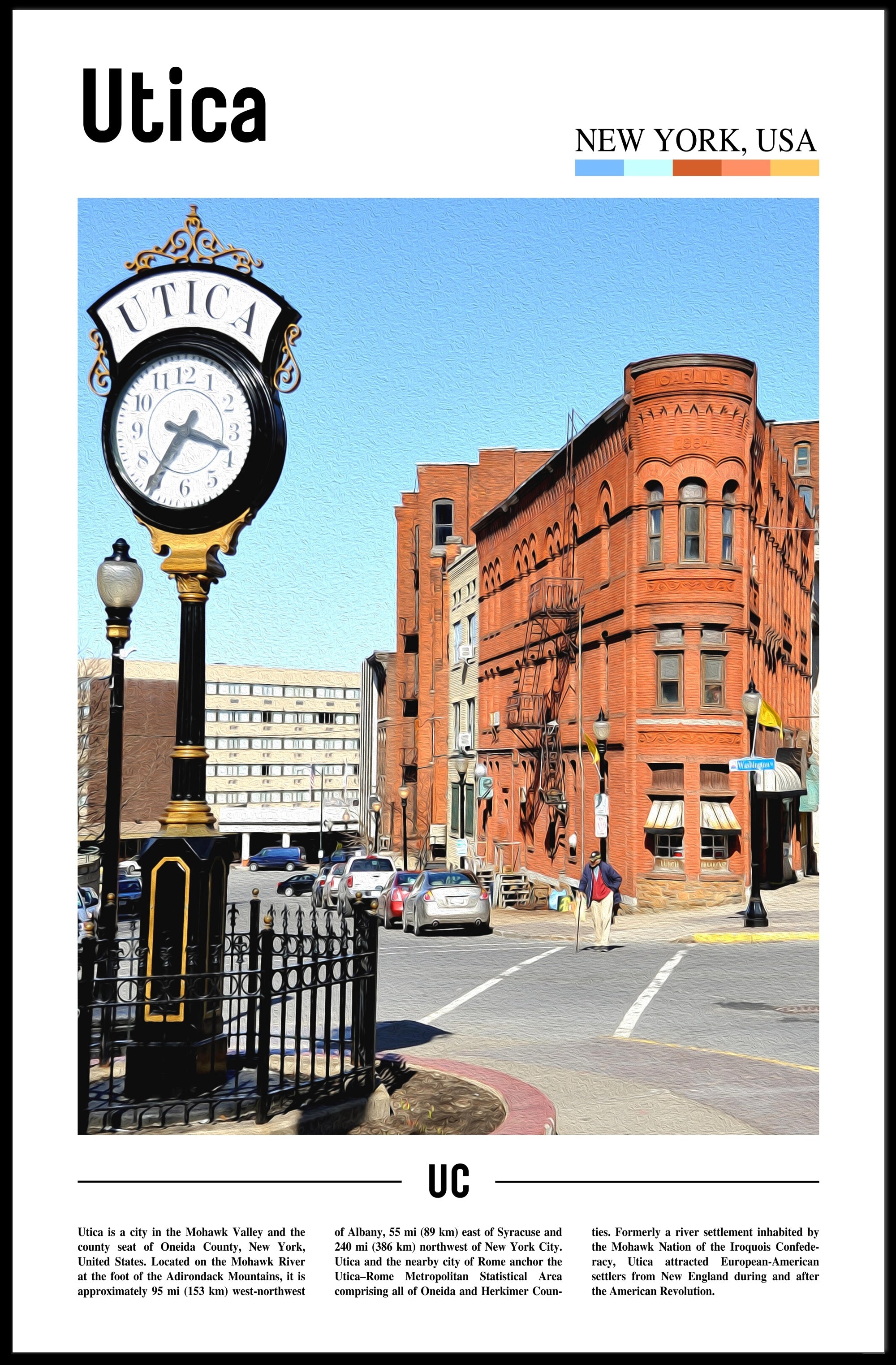 Utica Vintage Street Scene Travel Poster PosterGoat