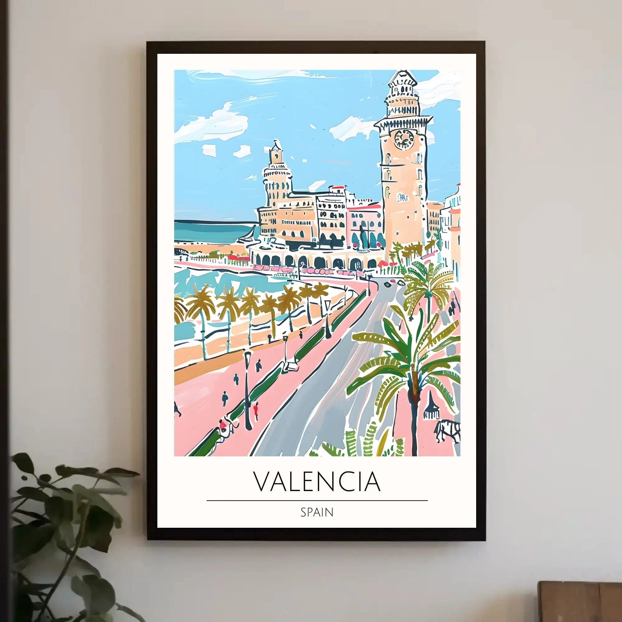 Valencia Cityscape Seaside View Travel Poster PosterGoat