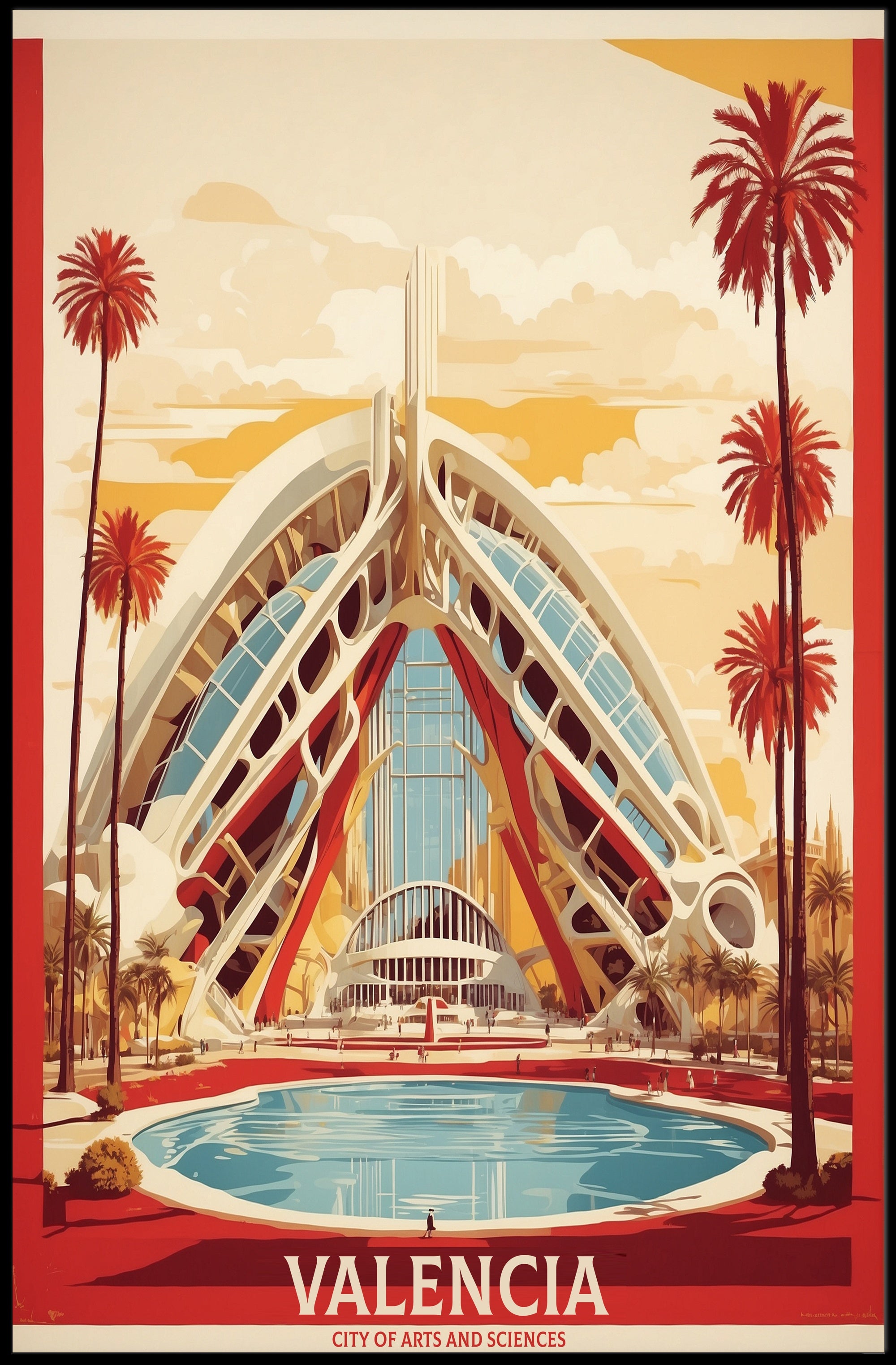 Valencia Cityscape at Sunset: Travel Poster PosterGoat