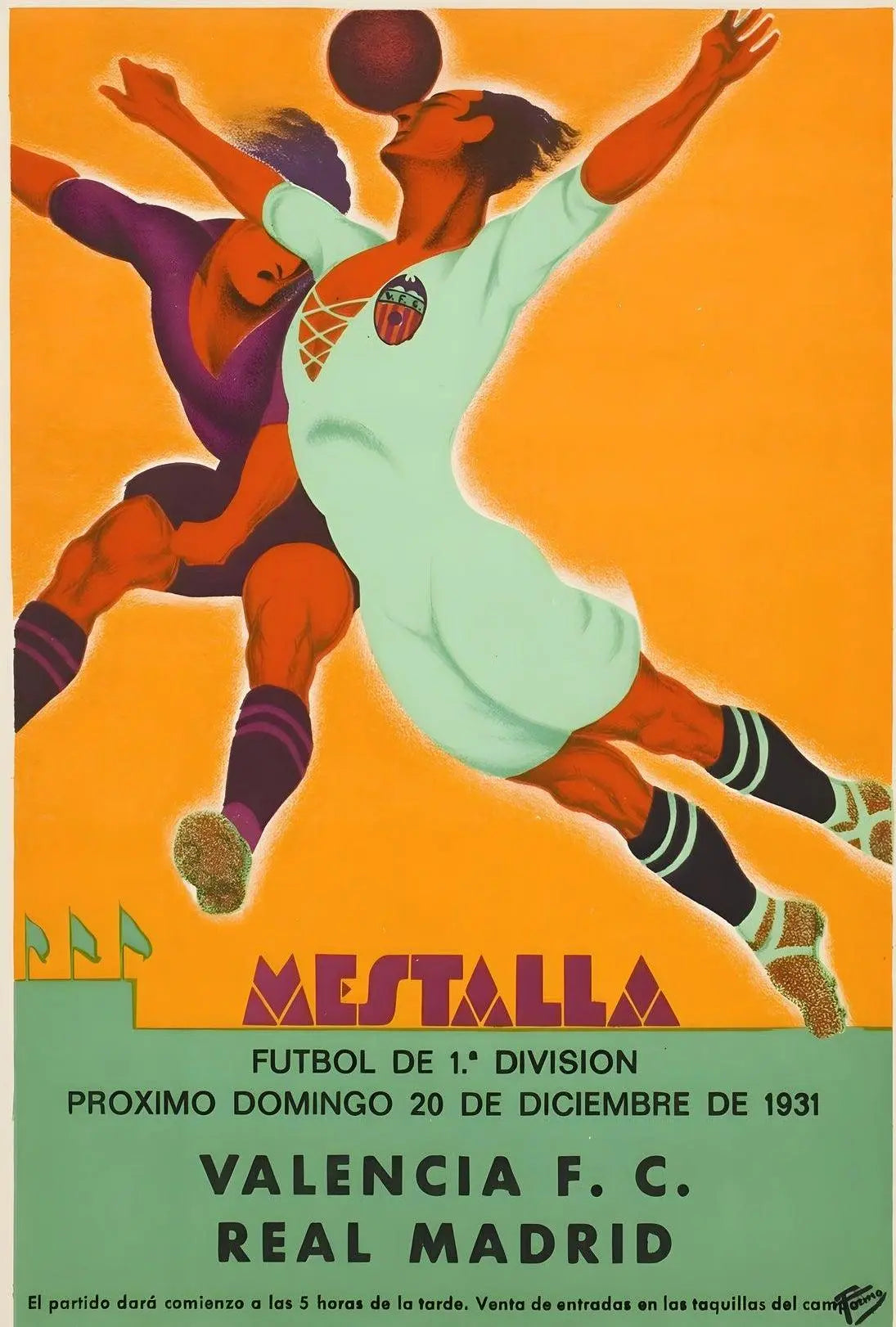 Valencia vs Real Madrid 1931 Vintage Sports Poster PosterGoat