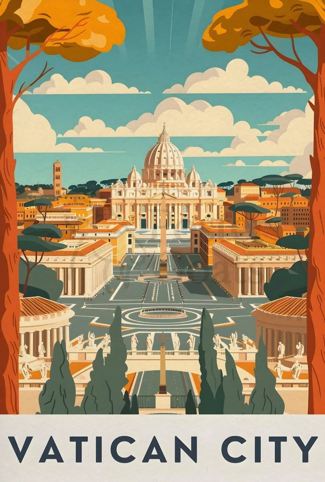 Vatican City Retro Travel Art Poster PosterGoat