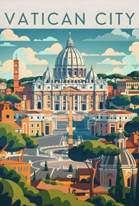 Vatican City Travel Poster Featuring St. Peter's Basilica PosterGoat