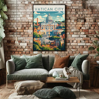 Vatican City Travel Poster Featuring St. Peter's Basilica PosterGoat