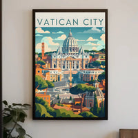 Vatican City Travel Poster Featuring St. Peter's Basilica PosterGoat
