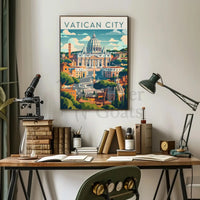 Vatican City Travel Poster Featuring St. Peter's Basilica PosterGoat