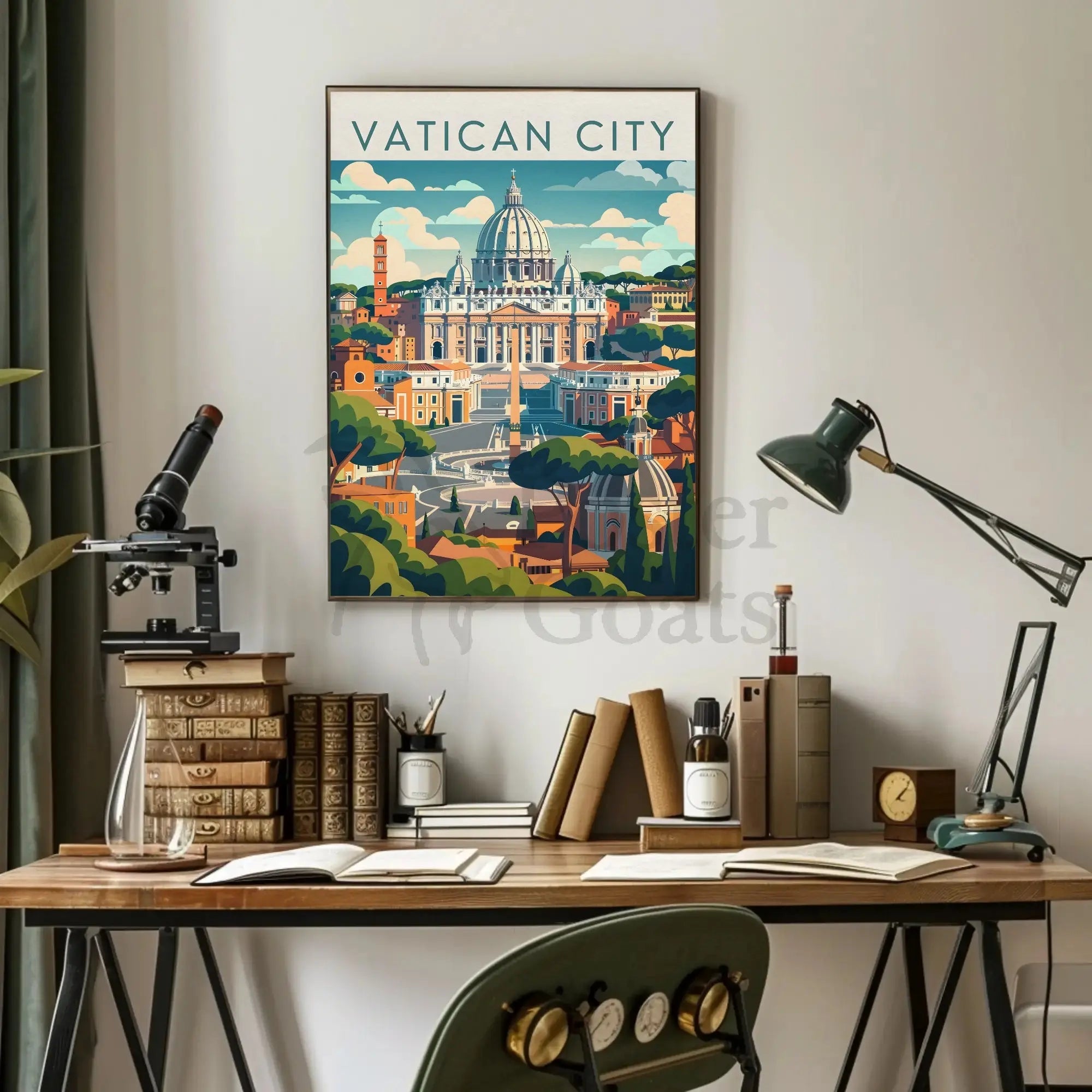 Vatican City Travel Poster Featuring St. Peter's Basilica PosterGoat
