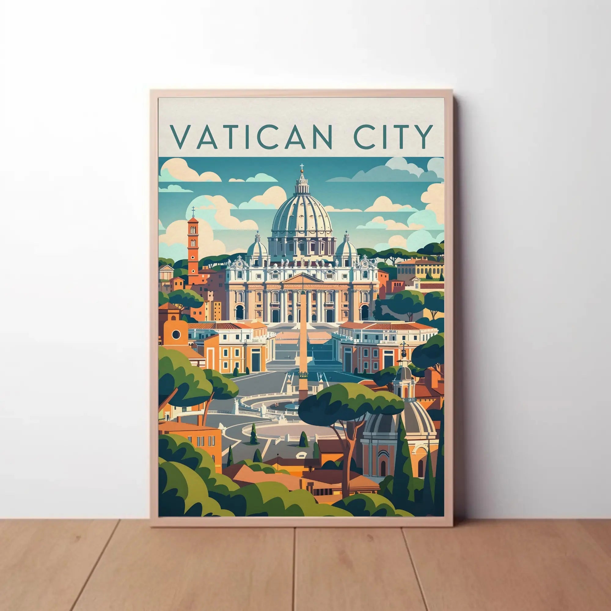 Vatican City Travel Poster Featuring St. Peter's Basilica PosterGoat