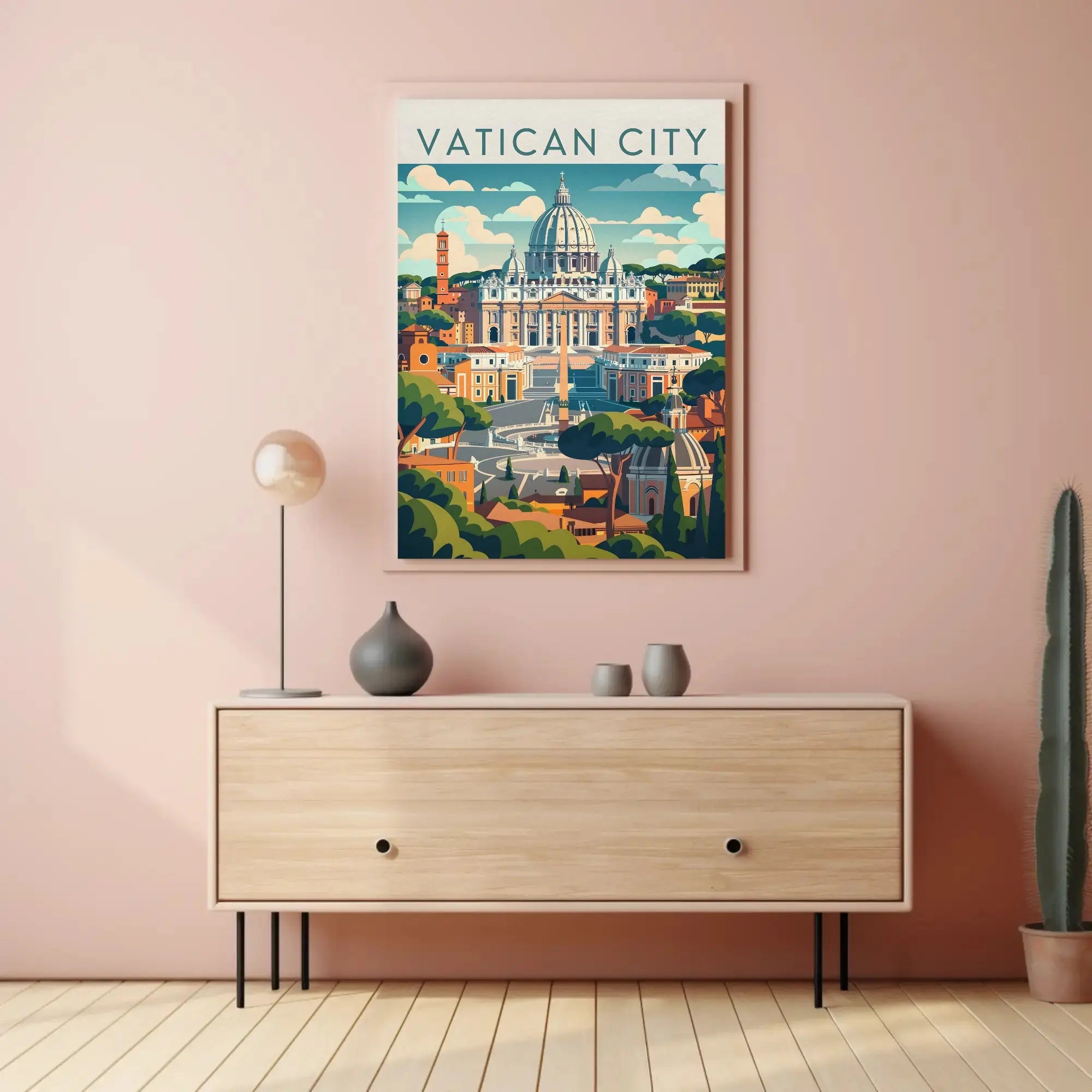 Vatican City Travel Poster Featuring St. Peter's Basilica PosterGoat