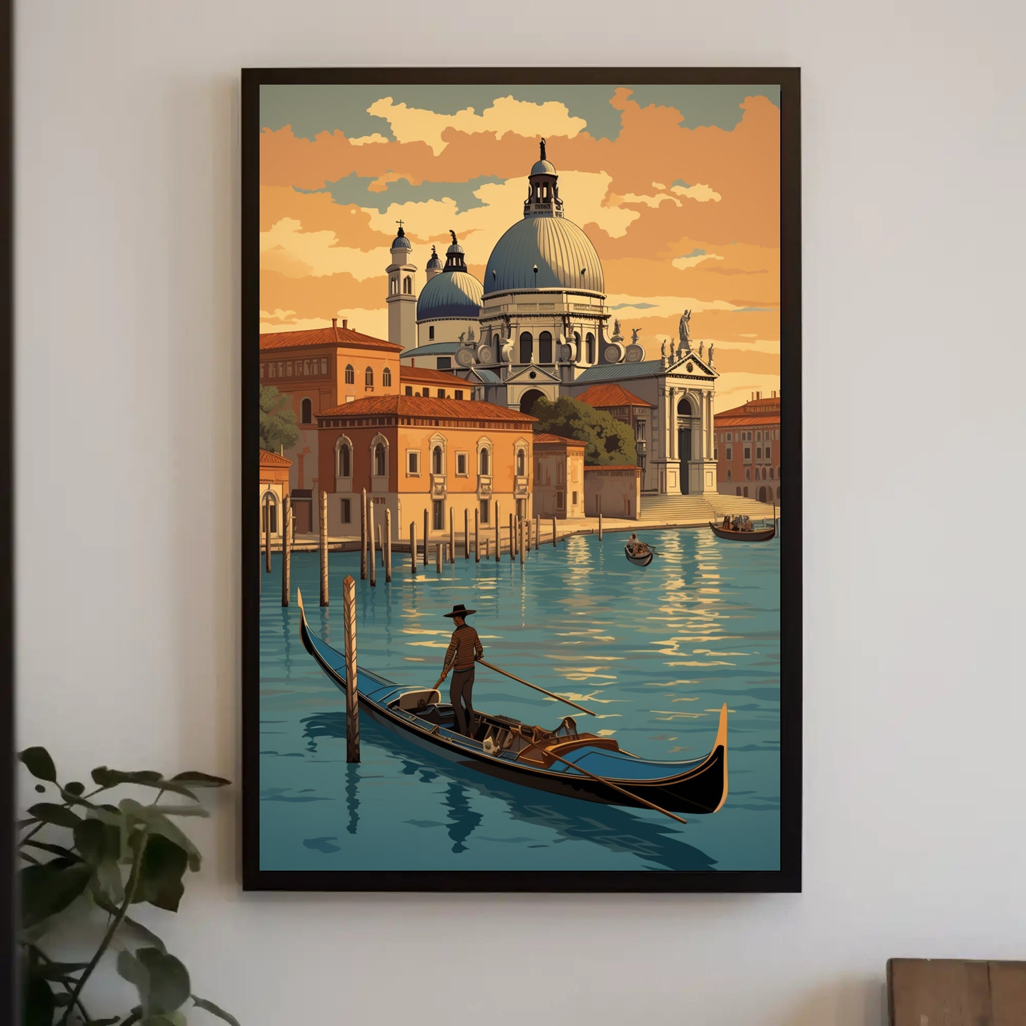 Venetian Gondola Voyage during Sunset Travel Poster PosterGoat