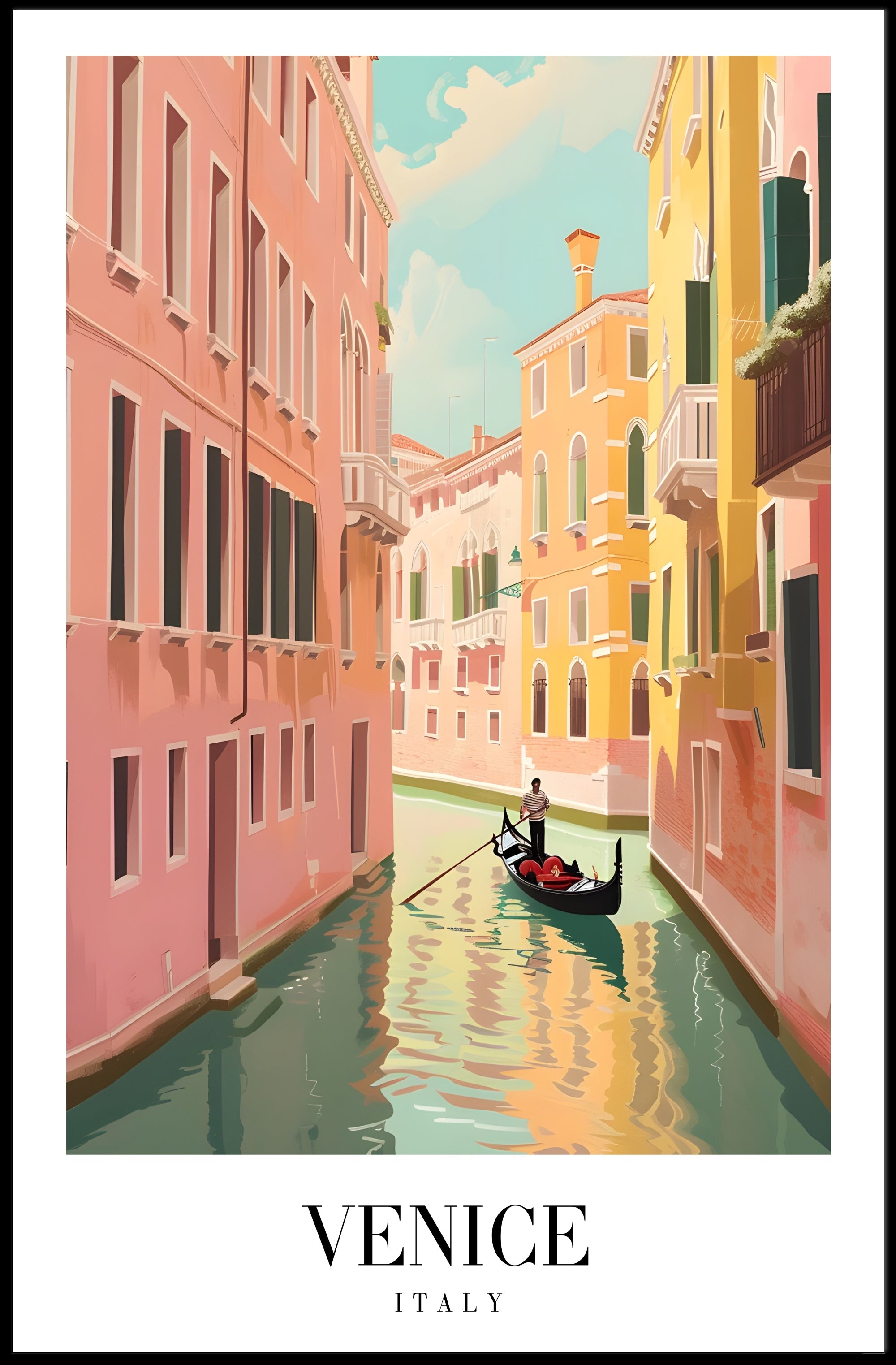 Venetian Romance Gondola Travel Poster PosterGoat