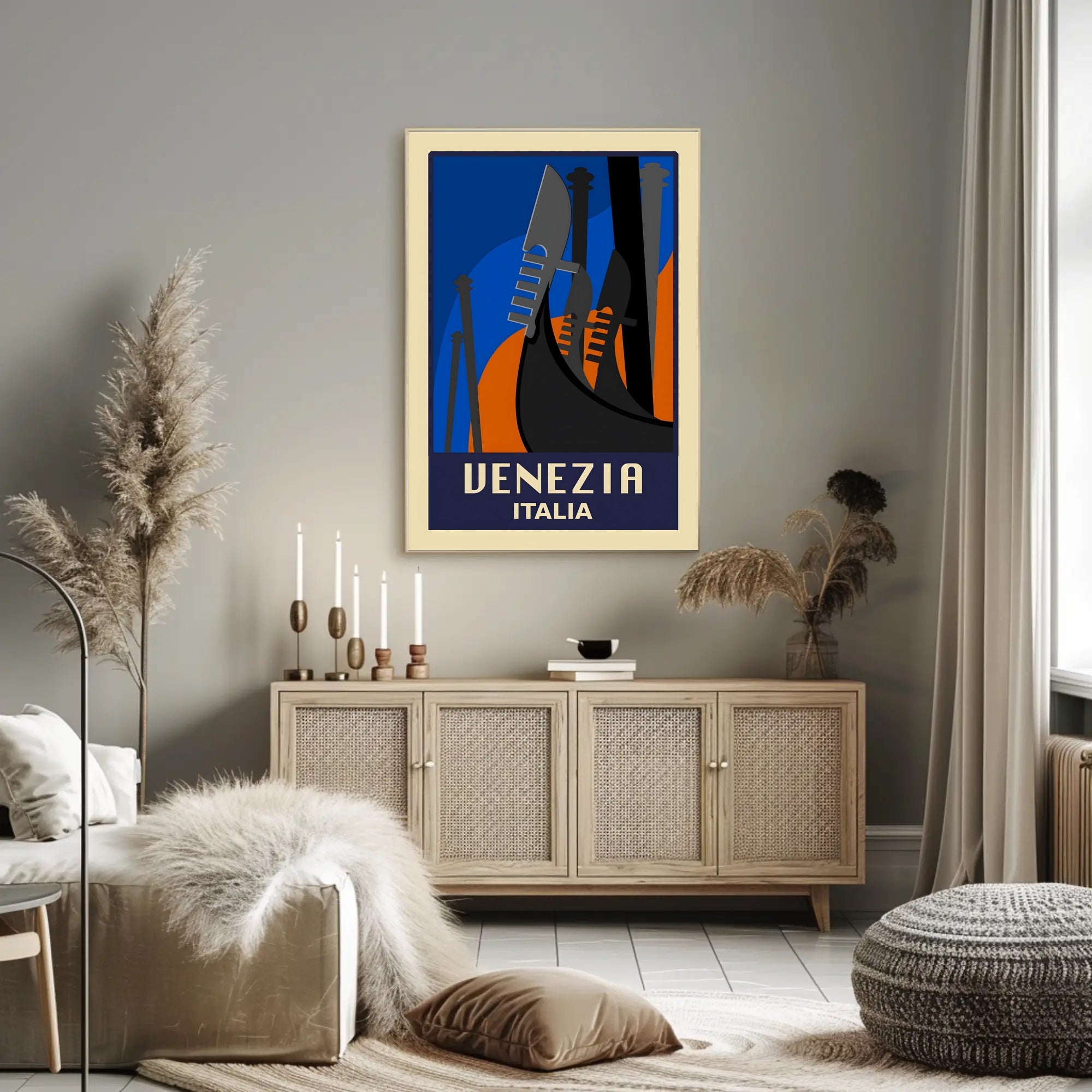 Venice Art Deco Gondola Travel Poster PosterGoat