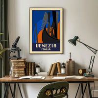 Venice Art Deco Gondola Travel Poster PosterGoat