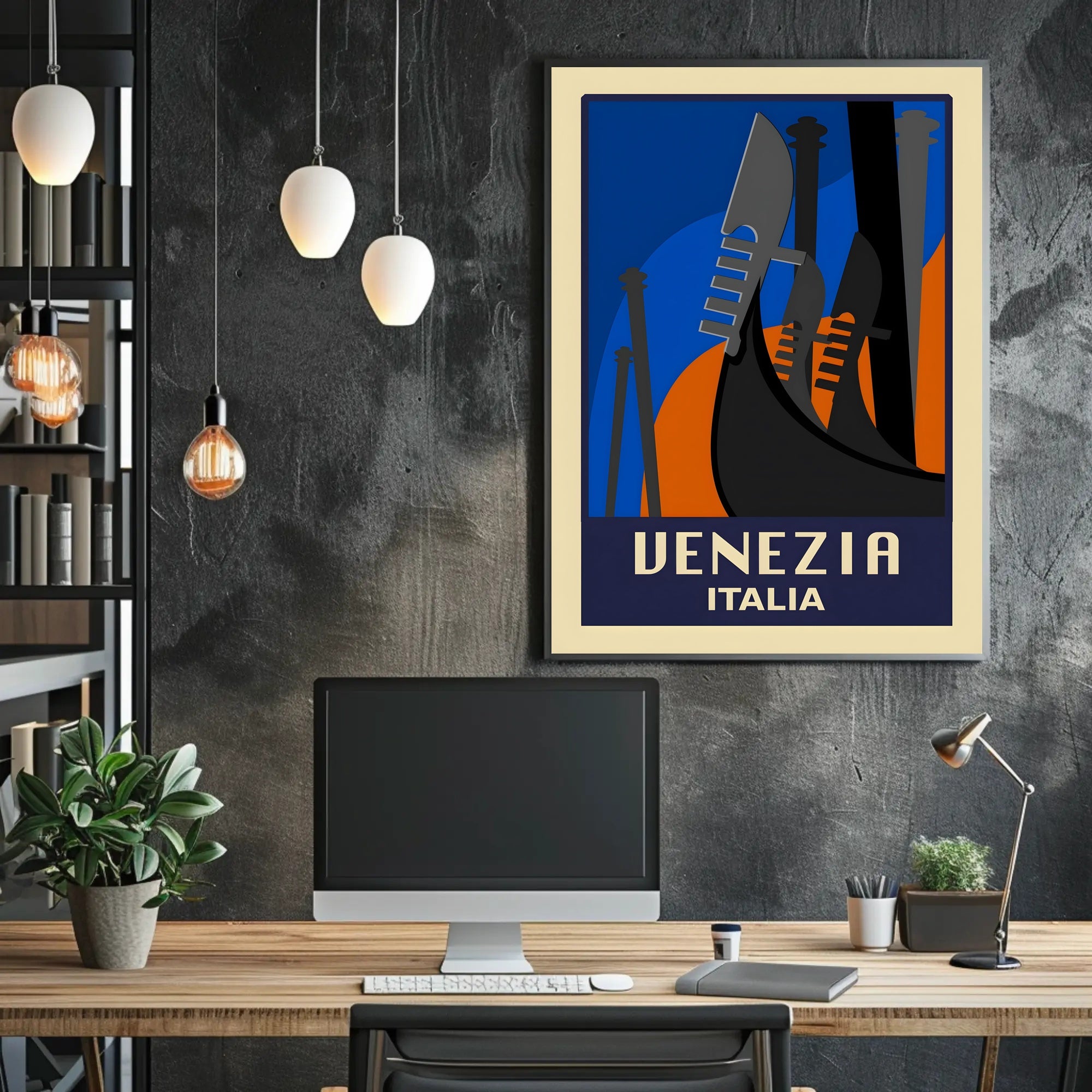 Venice Art Deco Gondola Travel Poster PosterGoat