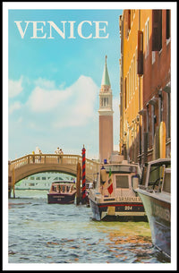 Venice Canal Scene with Carabinieri Travel Poster PosterGoat