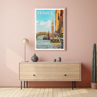 Venice Canal Scene with Carabinieri Travel Poster PosterGoat