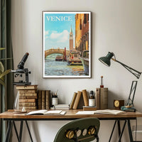 Venice Canal Scene with Carabinieri Travel Poster PosterGoat