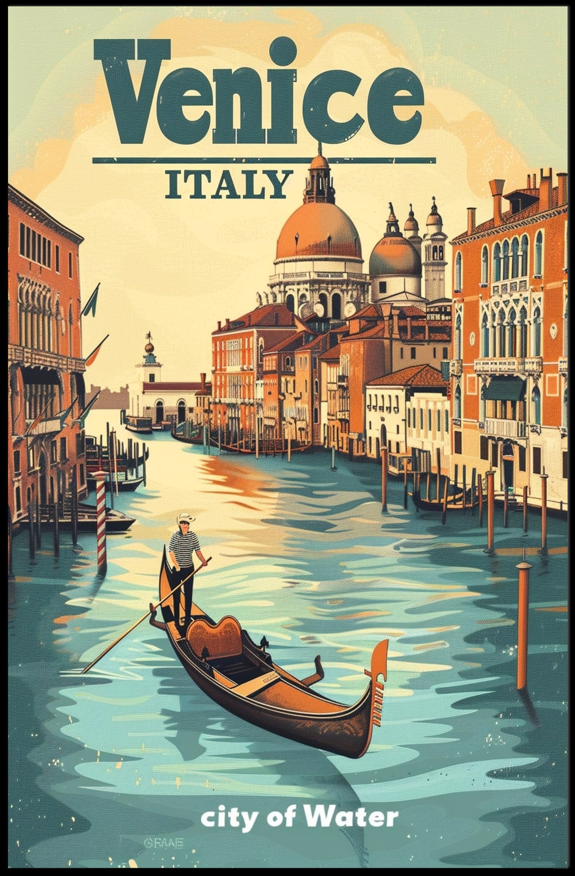 Venice Gondola Journey: Romantic Travel Poster PosterGoat