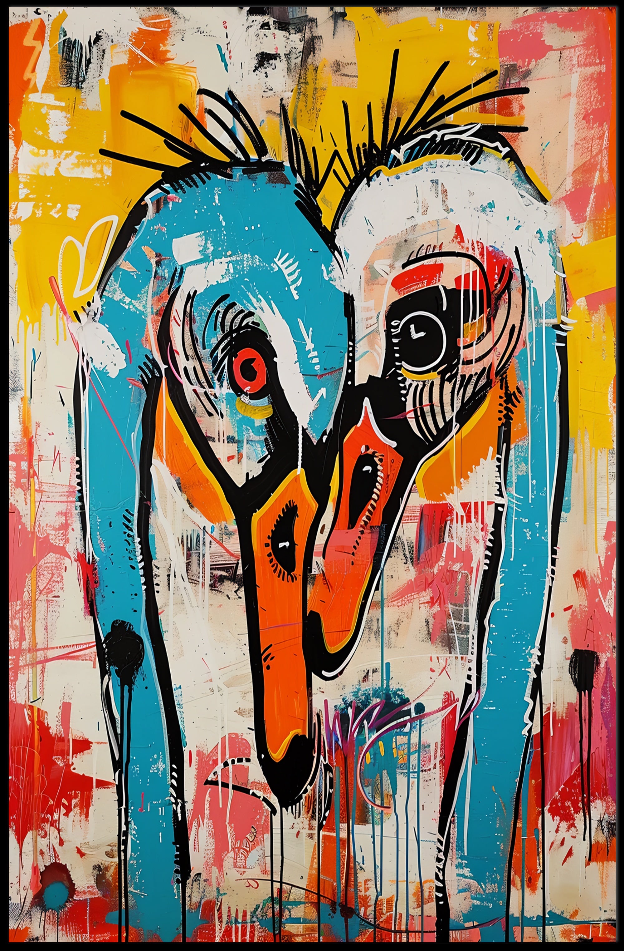 Vibrant Abstract Birds Artwork in an Artistic Poster PosterGoat