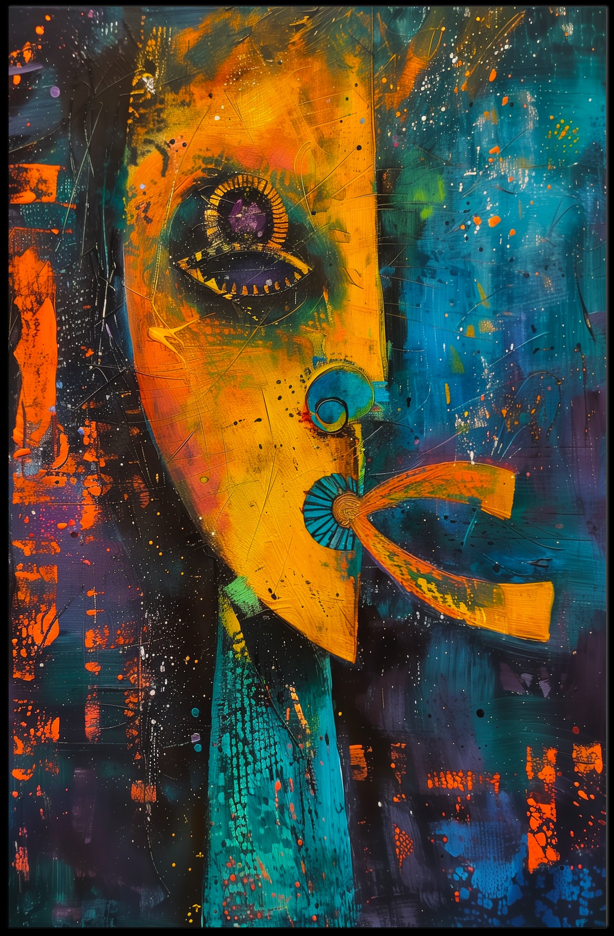 Vibrant Abstract Face Art Print - Abstract or Artistic Poster PosterGoat