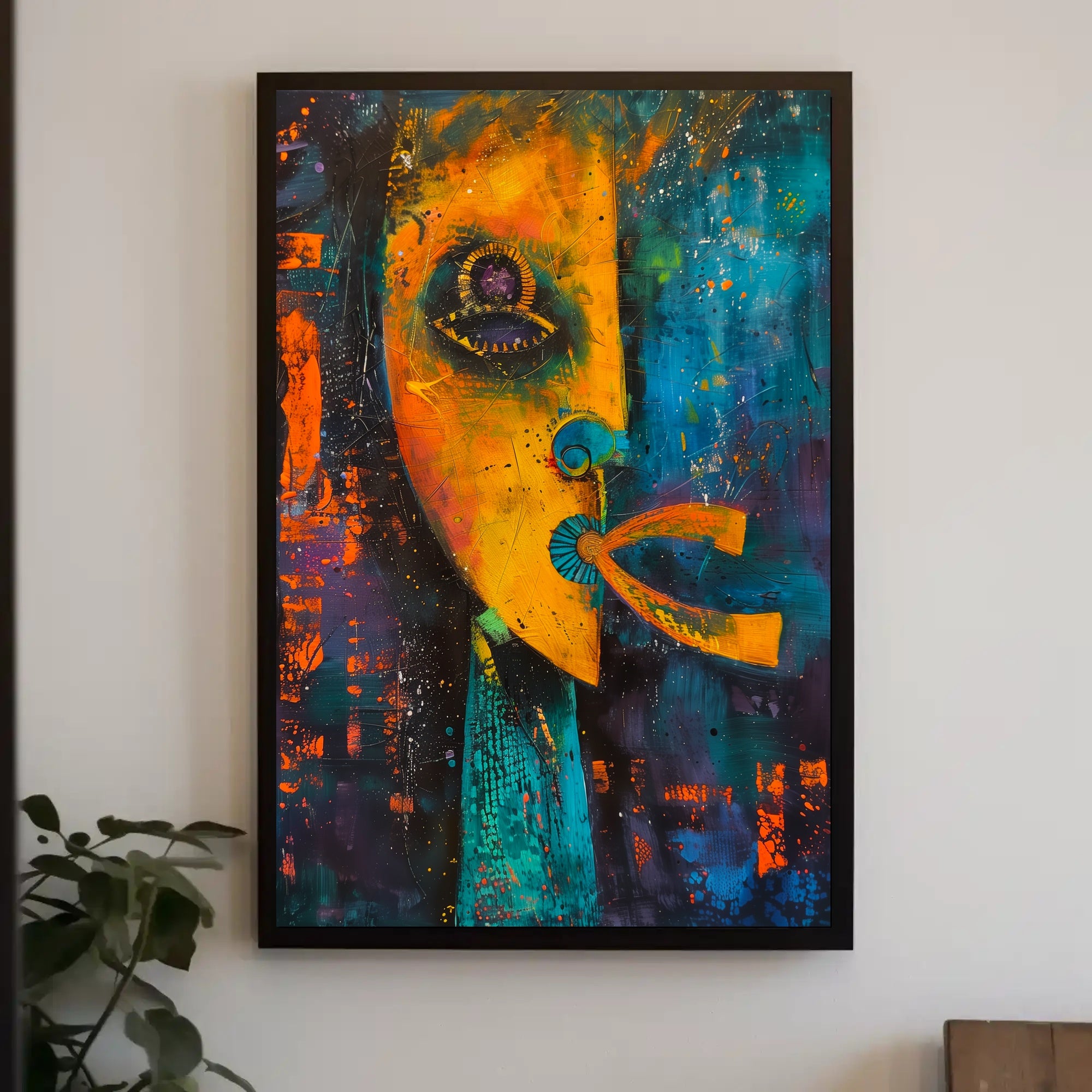 Vibrant Abstract Face Art Print - Abstract or Artistic Poster PosterGoat