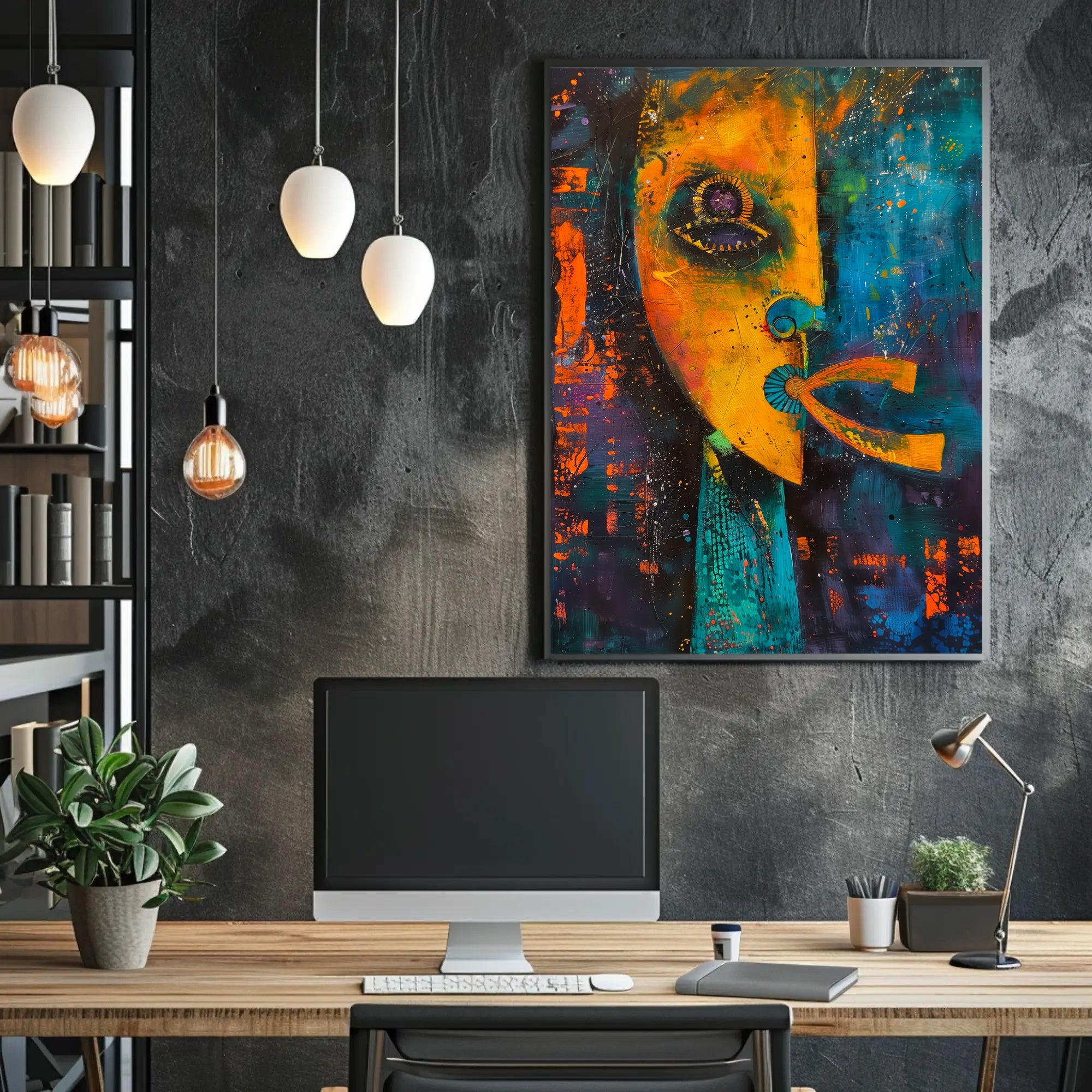 Vibrant Abstract Face Art Print - Abstract or Artistic Poster PosterGoat