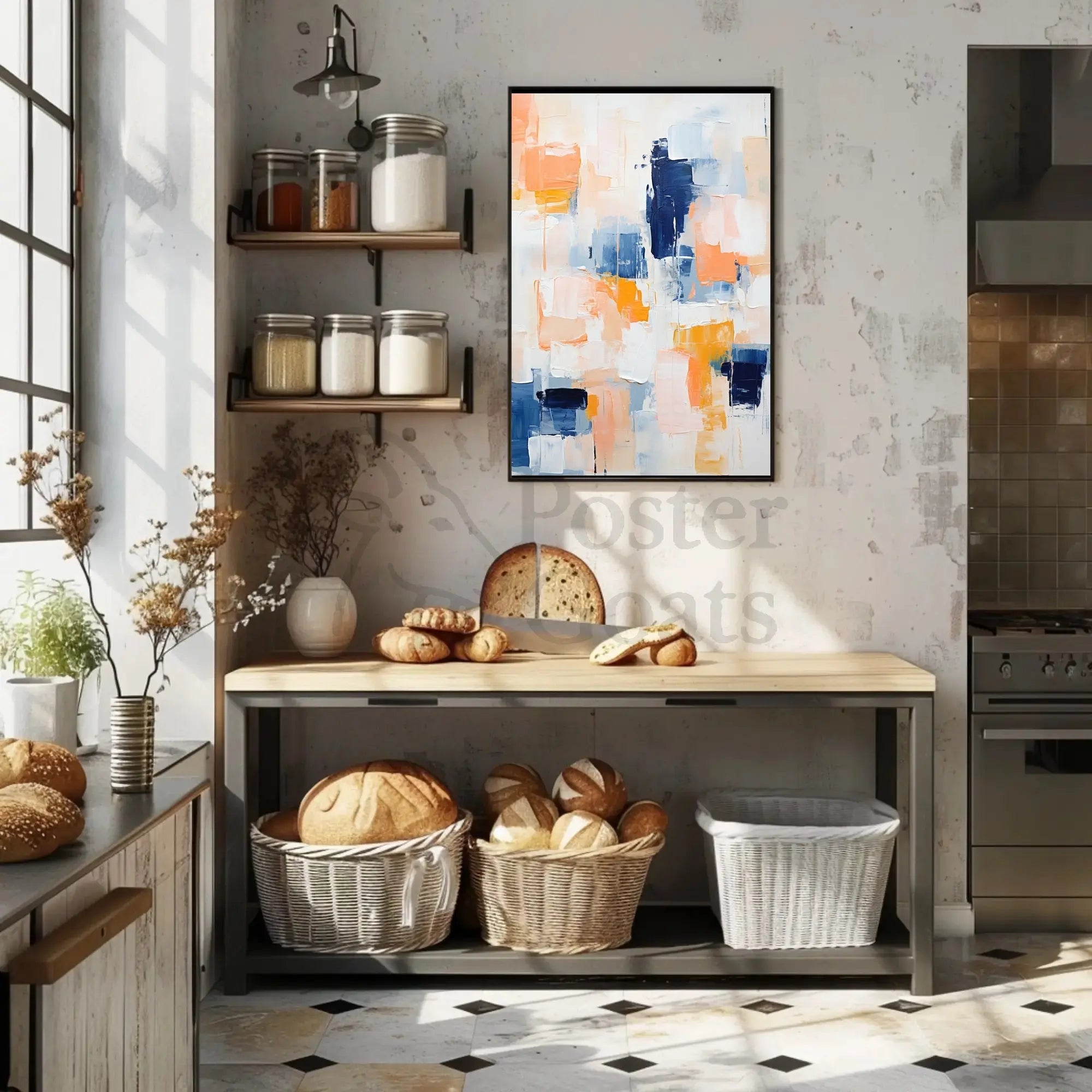 Vibrant Abstract Geometry with Pastel Hues Artistic Poster PosterGoat