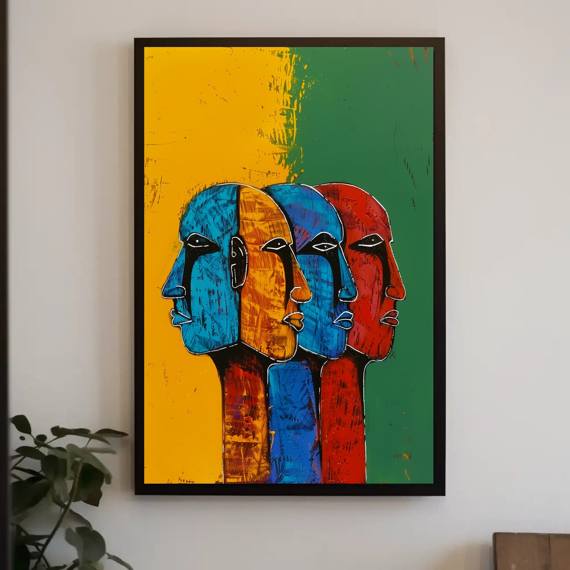 Vibrant Abstract Human Profiles Art Poster, Abstract or Artistic Poster PosterGoat