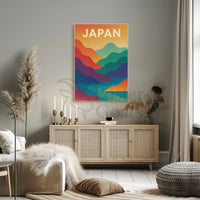 Vibrant Abstract Japanese Landscape Retro Style Poster PosterGoat