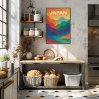 Vibrant Abstract Japanese Landscape Retro Style Poster PosterGoat