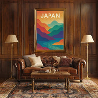 Vibrant Abstract Japanese Landscape Retro Style Poster PosterGoat