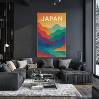 Vibrant Abstract Japanese Landscape Retro Style Poster PosterGoat