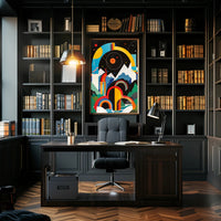 Vibrant Abstract Landscape with Geometric Shapes Artistic Poster PosterGoat