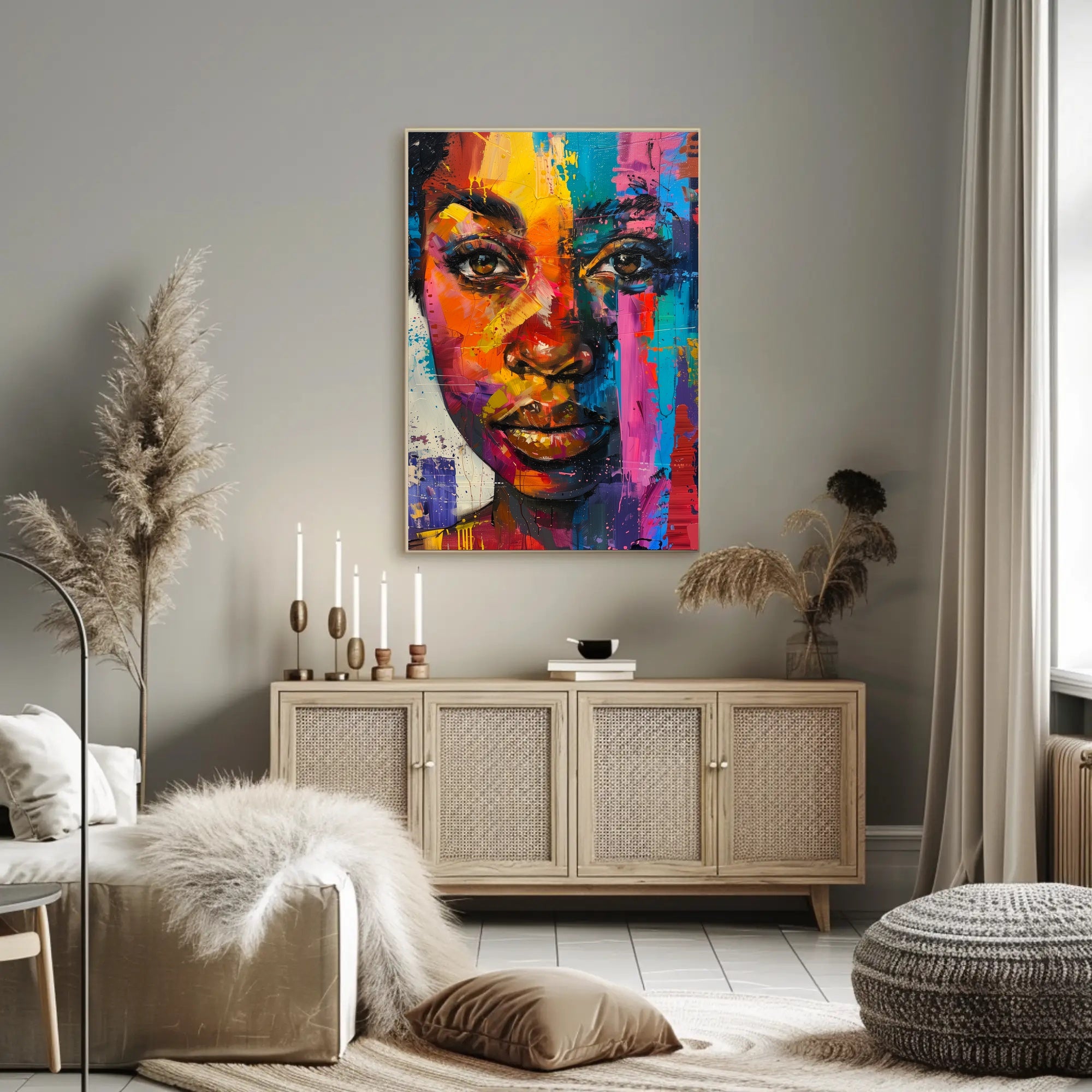 Vibrant Abstract Portrait in Modern Style - Artistic Poster PosterGoat