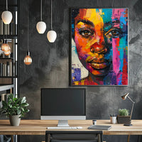 Vibrant Abstract Portrait in Modern Style - Artistic Poster PosterGoat