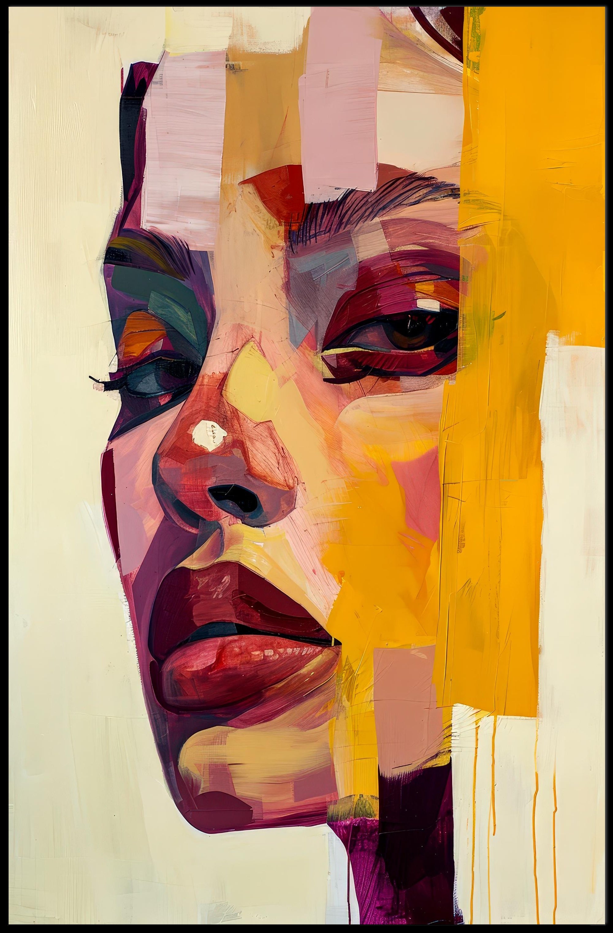Vibrant Abstract Portrait of Woman's Face - Artistic Poster PosterGoat