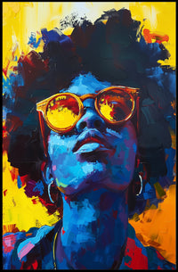 Vibrant Abstract Portrait with Sunglasses - Artistic Poster PosterGoat