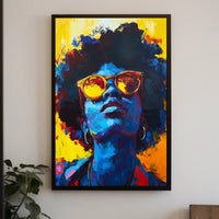 Vibrant Abstract Portrait with Sunglasses - Artistic Poster PosterGoat