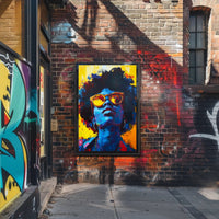 Vibrant Abstract Portrait with Sunglasses - Artistic Poster PosterGoat