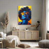 Vibrant Abstract Portrait with Sunglasses - Artistic Poster PosterGoat