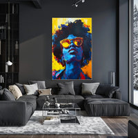 Vibrant Abstract Portrait with Sunglasses - Artistic Poster PosterGoat