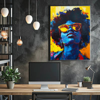 Vibrant Abstract Portrait with Sunglasses - Artistic Poster PosterGoat