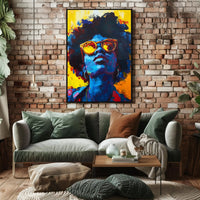 Vibrant Abstract Portrait with Sunglasses - Artistic Poster PosterGoat